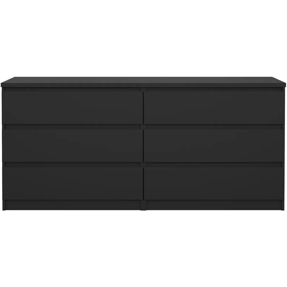 Florence 6 Drawer Wide Chest of Drawers - Black