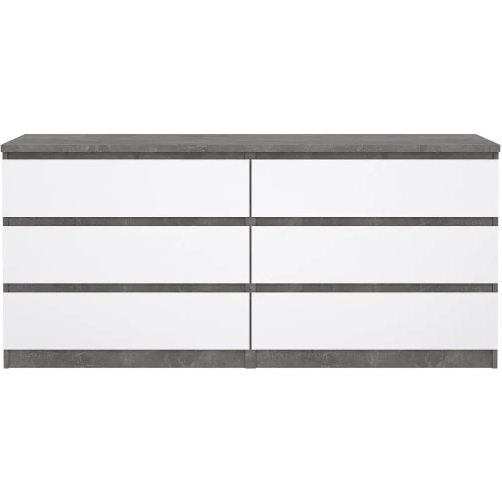 Florence 6 Drawer Wide Chest of Drawers - Concrete
