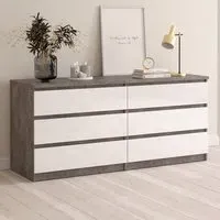 Florence 6 Drawer Wide Chest of Drawers - Concrete