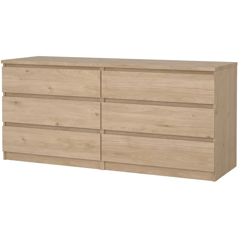 Florence 6 Drawer Wide Chest of Drawers - Jackson Hickory Oak