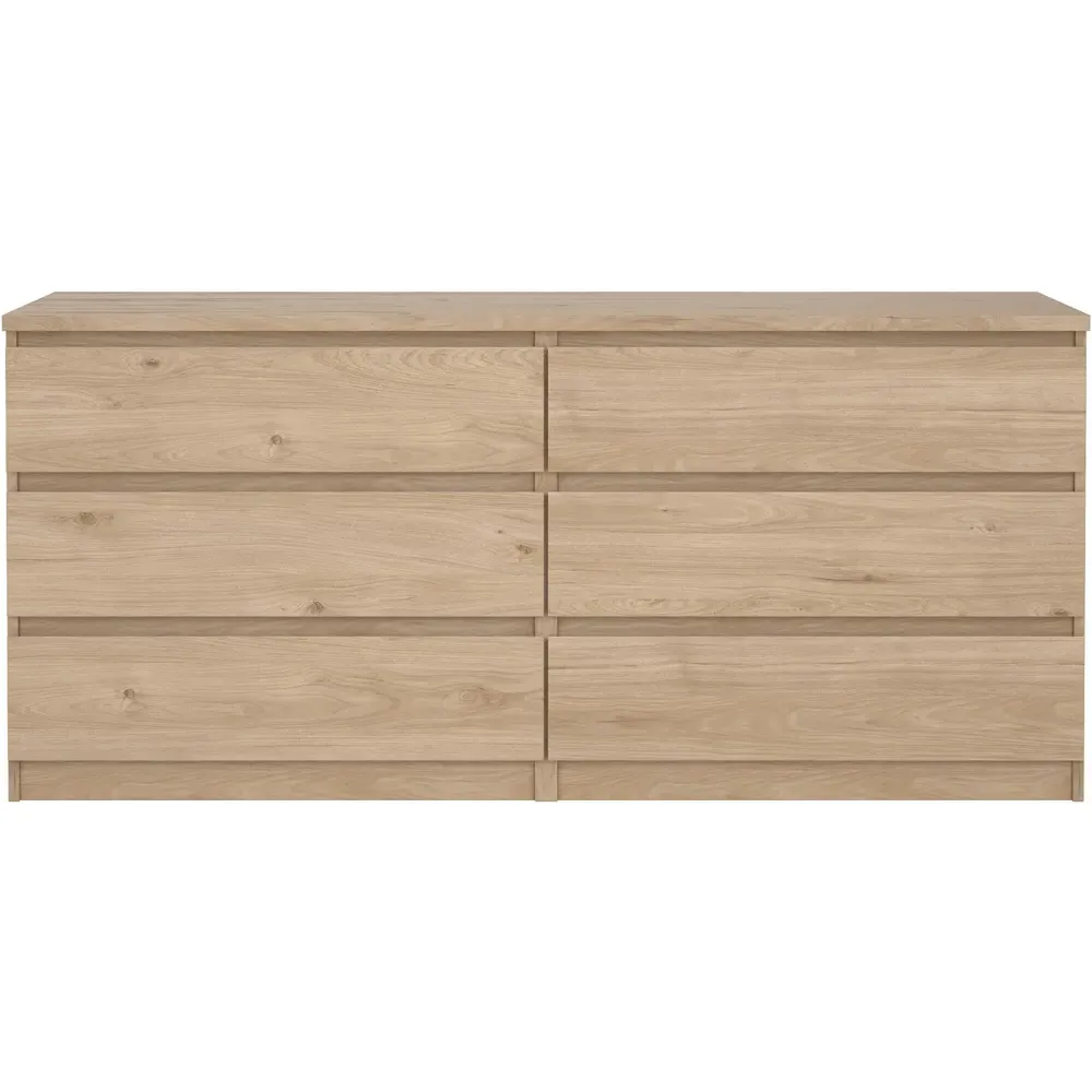 Florence 6 Drawer Wide Chest of Drawers - Jackson Hickory Oak