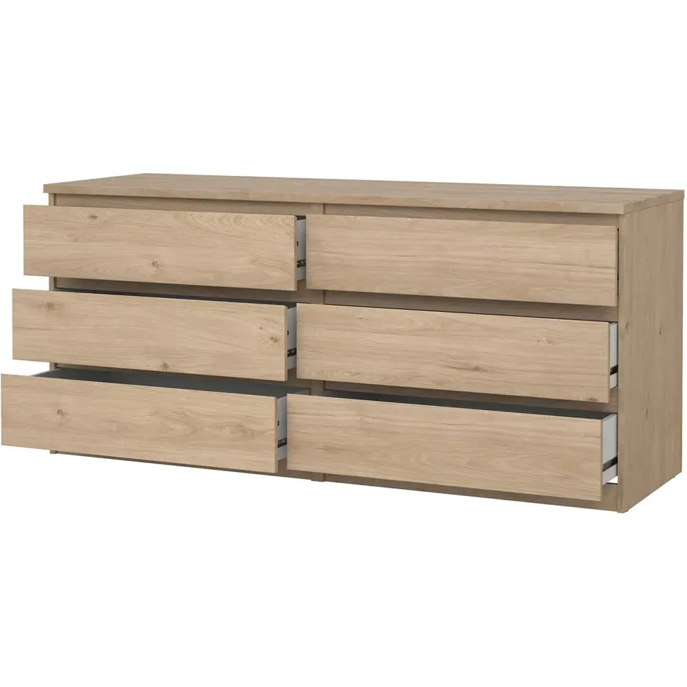Florence 6 Drawer Wide Chest of Drawers - Jackson Hickory Oak