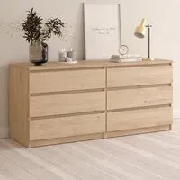 Florence 6 Drawer Wide Chest of Drawers - Jackson Hickory Oak