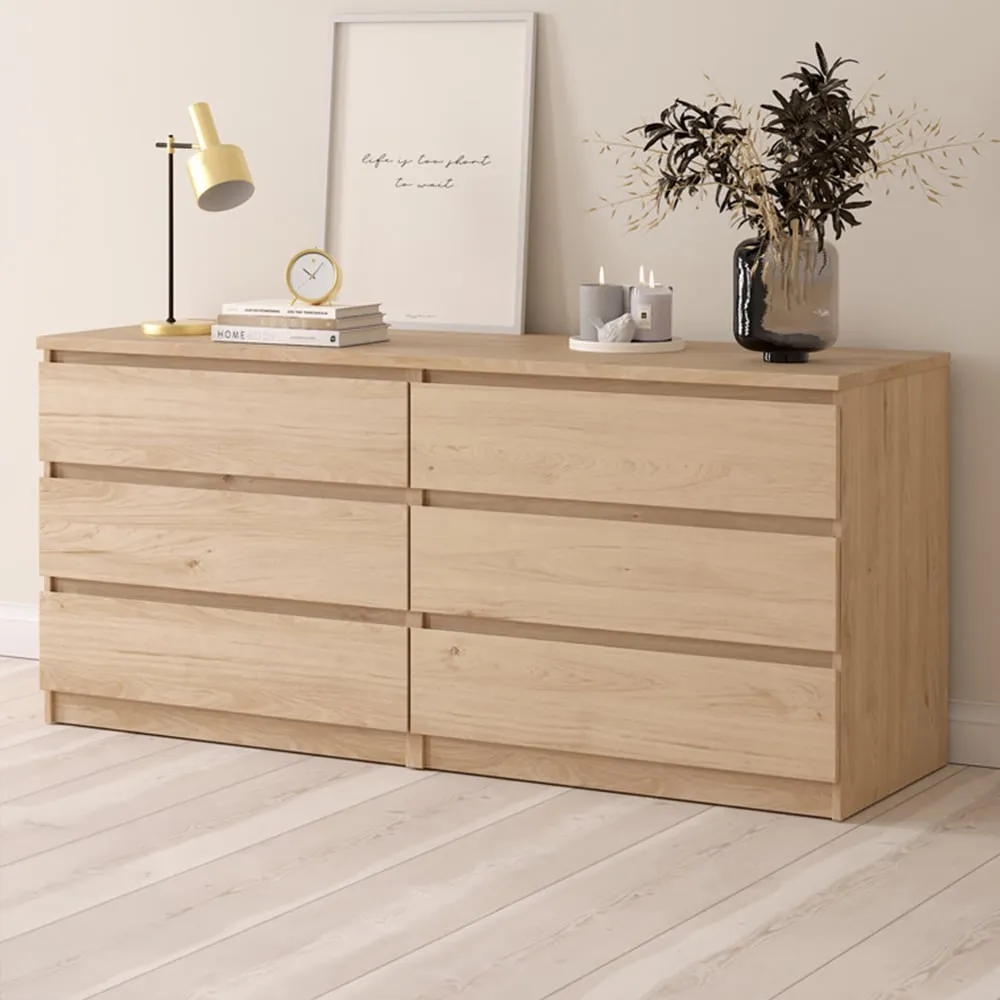 Florence 6 Drawer Wide Chest of Drawers - Jackson Hickory Oak