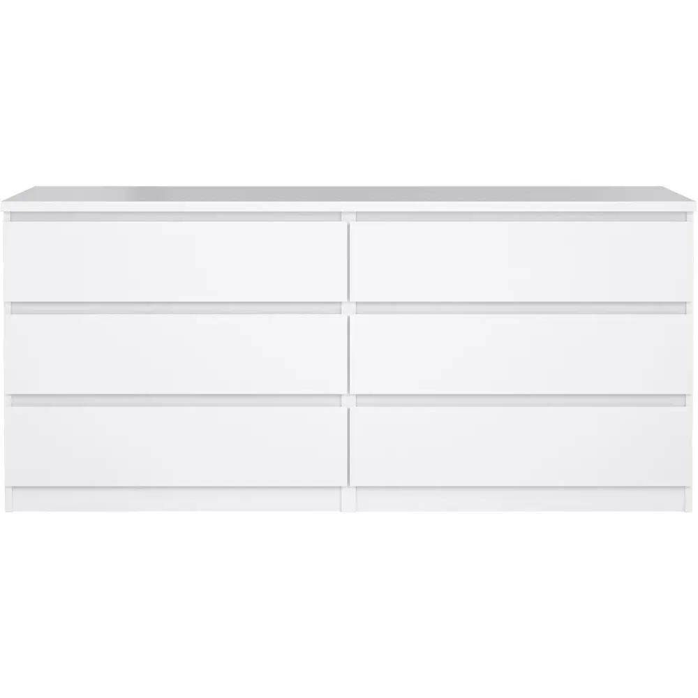 Florence 6 Drawer Wide Chest of Drawers - White
