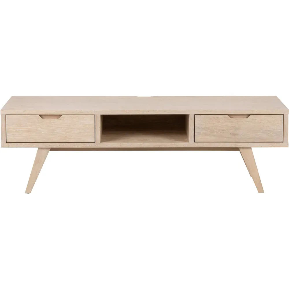Florence A Line 2 Drawer TV Unit - White, Oak