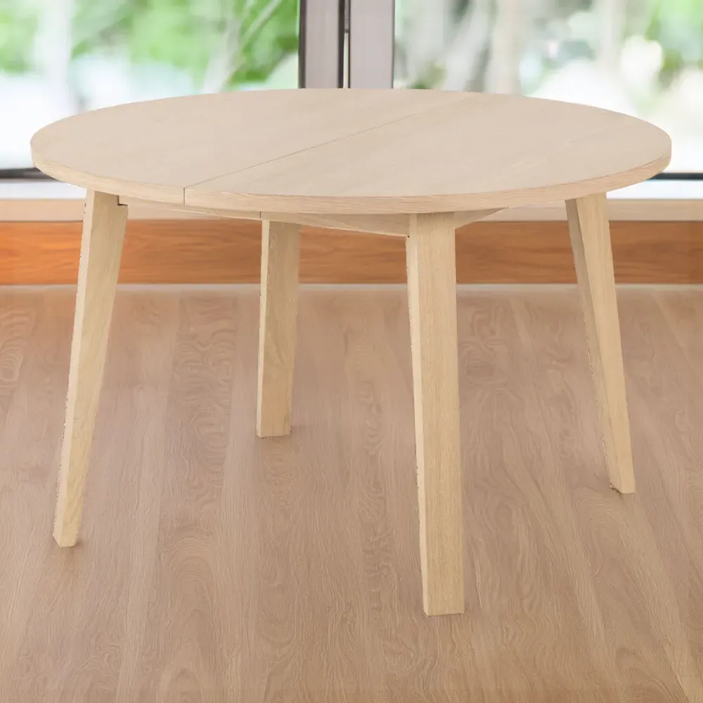 Florence A Line Round Dining Table - White, Oak