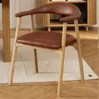 Florence Addi Set of 2 Dining Chair with Armrest - Brandy, Faux Leather