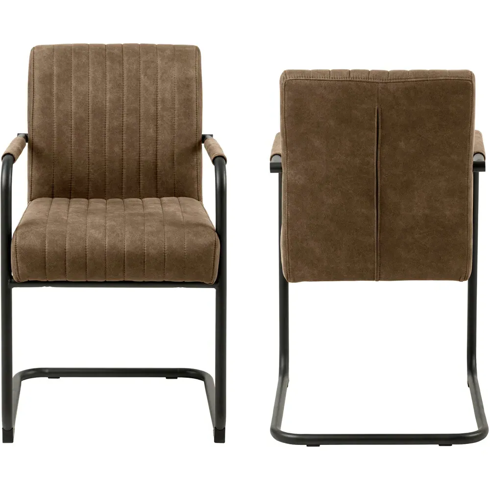 Florence Adele Set of 2 Dining Chairs with Armrests - Brown