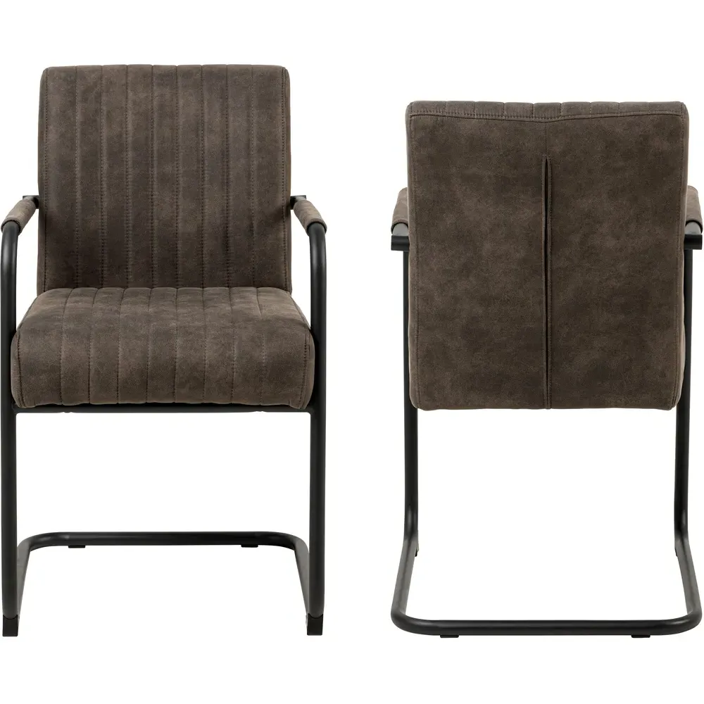 Florence Adele Set of 2 Dining Chairs with Armrests - Grey
