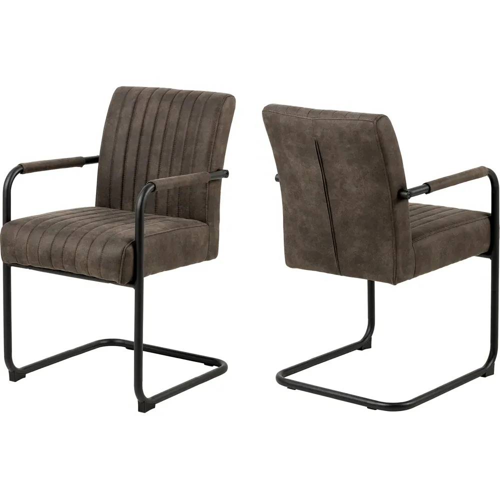 Florence Adele Set of 2 Dining Chairs with Armrests - Grey