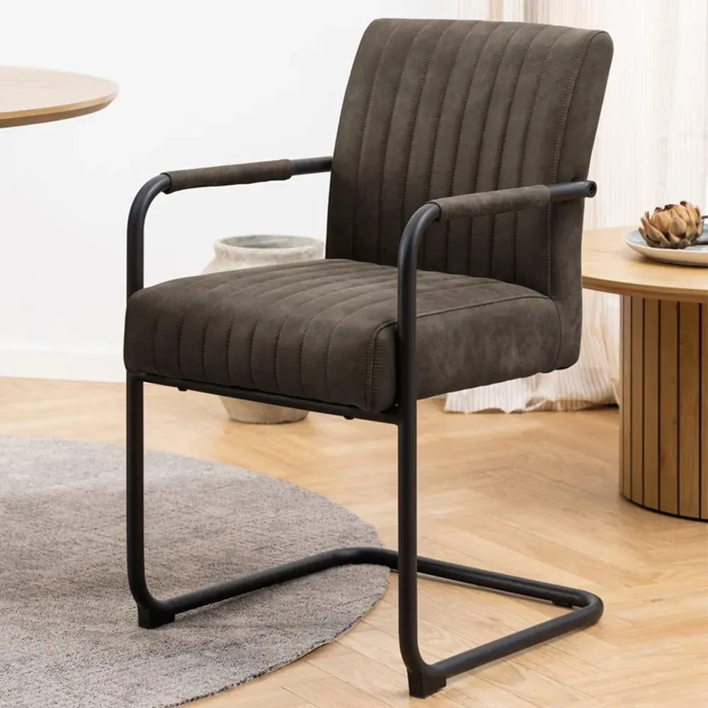 Florence Adele Set of 2 Dining Chairs with Armrests - Grey