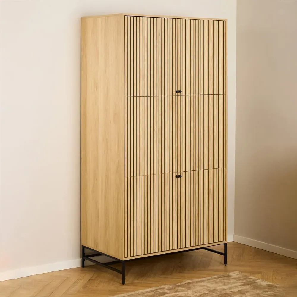 Florence Albany 4 Door Wardrobe - Black, Oak