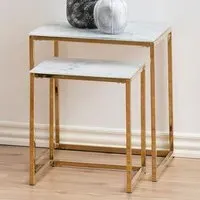 Florence Alisma Nest of Tables Set - White, Glass