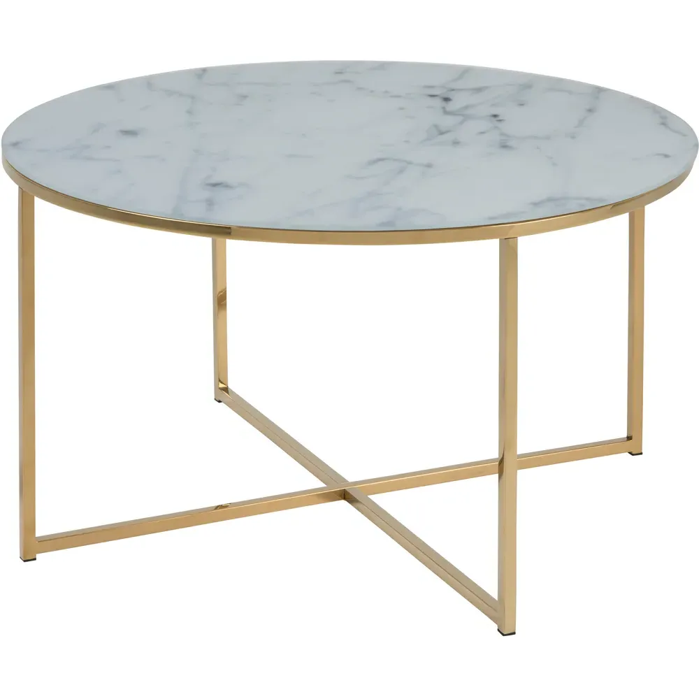 Florence Alisma Round Coffee Table - White, Glass