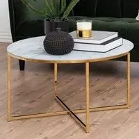 Florence Alisma Round Coffee Table - White, Glass