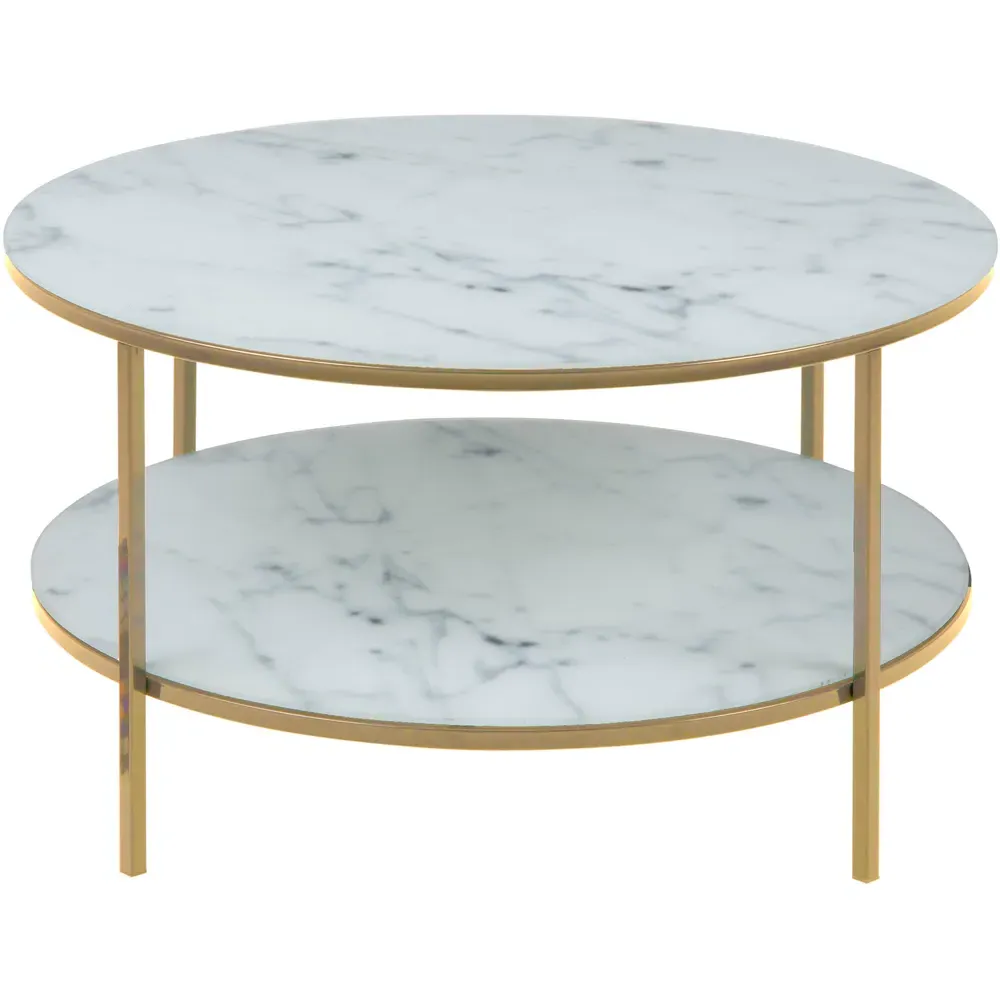 Florence Alisma Round Coffee Table - White, Glass