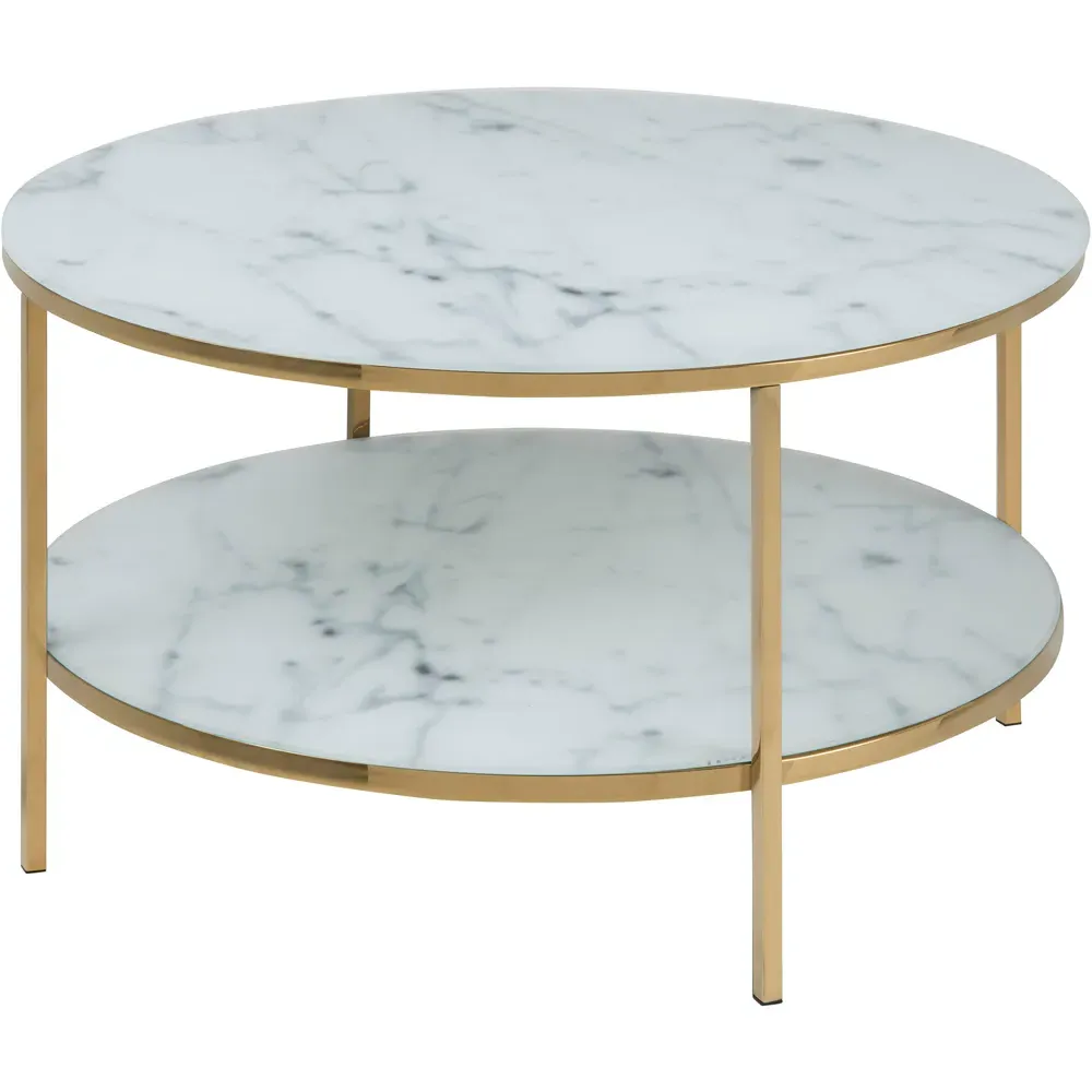 Florence Alisma Round Coffee Table - White, Glass