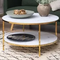 Florence Alisma Round Coffee Table - White, Glass