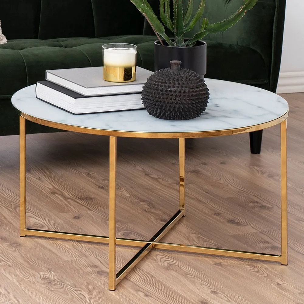 Florence Alisma Round Coffee Table - White, Glass image