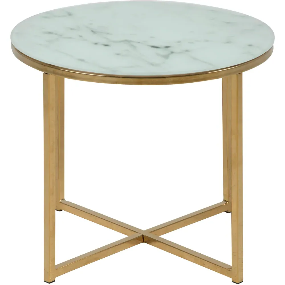 Florence Alisma Round Side Table - White, Glass