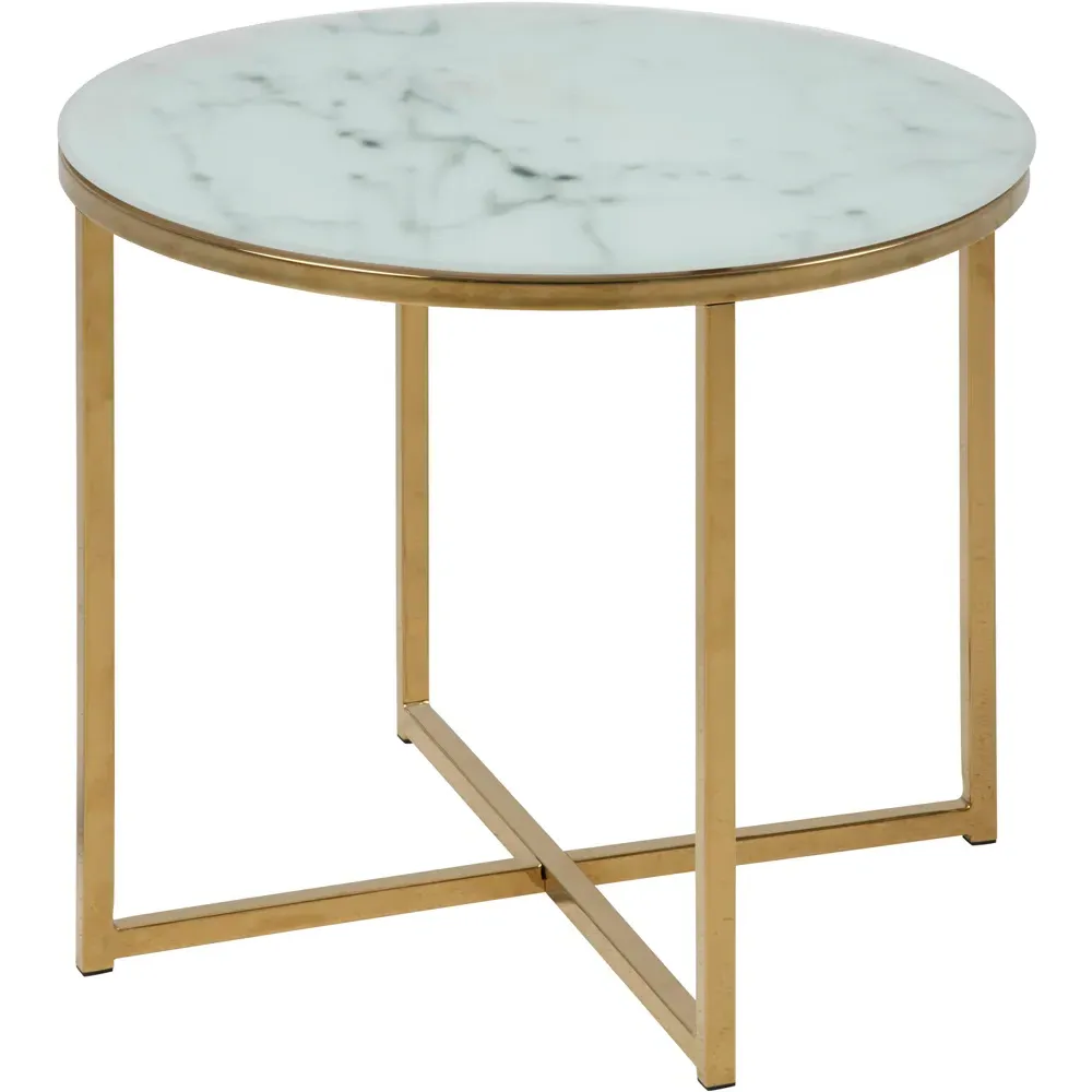 Florence Alisma Round Side Table - White, Glass