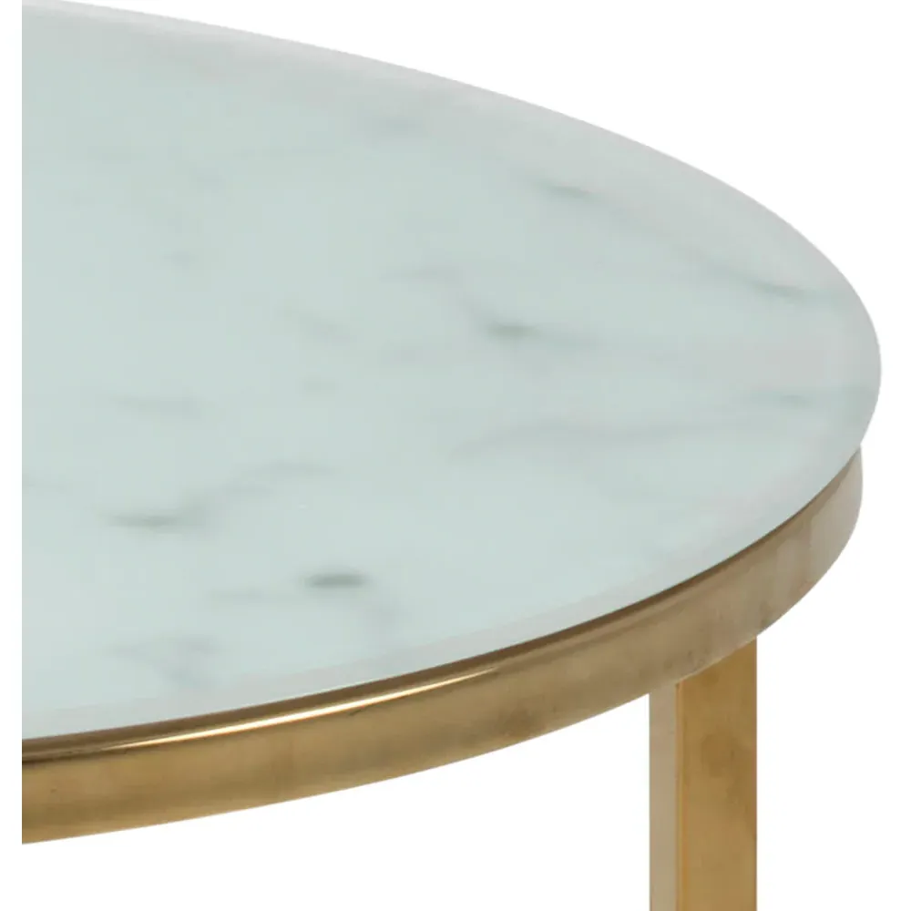 Florence Alisma Round Side Table - White, Glass