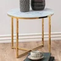 Florence Alisma Round Side Table - White, Glass