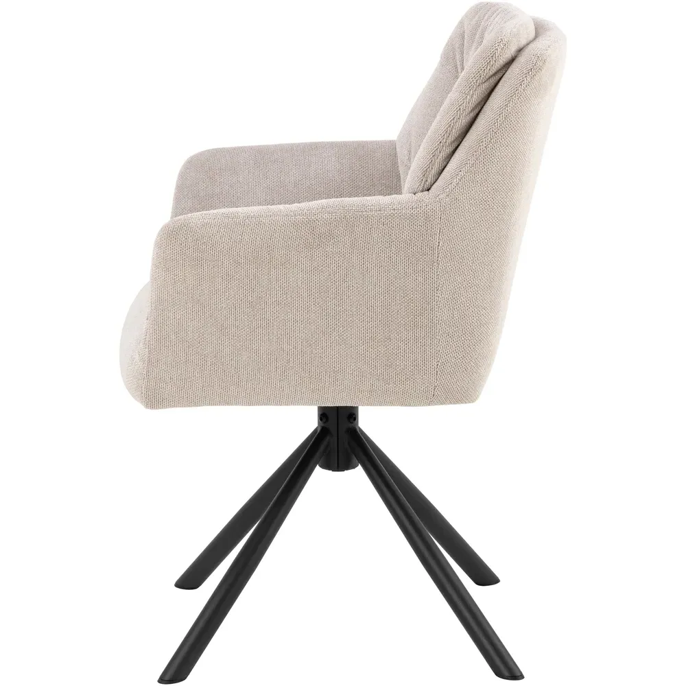 Florence Alonso Set of 2 Swivel Dining Chair with Armrest - Cream