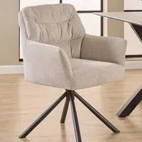 Florence Alonso Set of 2 Swivel Dining Chair with Armrest - Cream