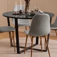 Florence Amble 4-Seater Round Dining Table - Black, Melamine