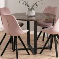 Florence Amble 4-Seater Round Dining Table - Brown, Melamine
