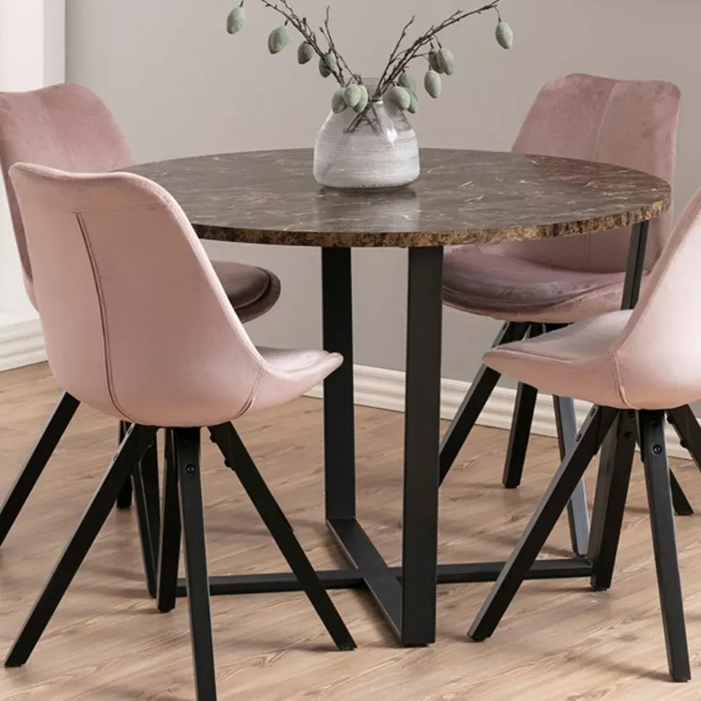 Florence Amble 4-Seater Round Dining Table - Brown, Melamine