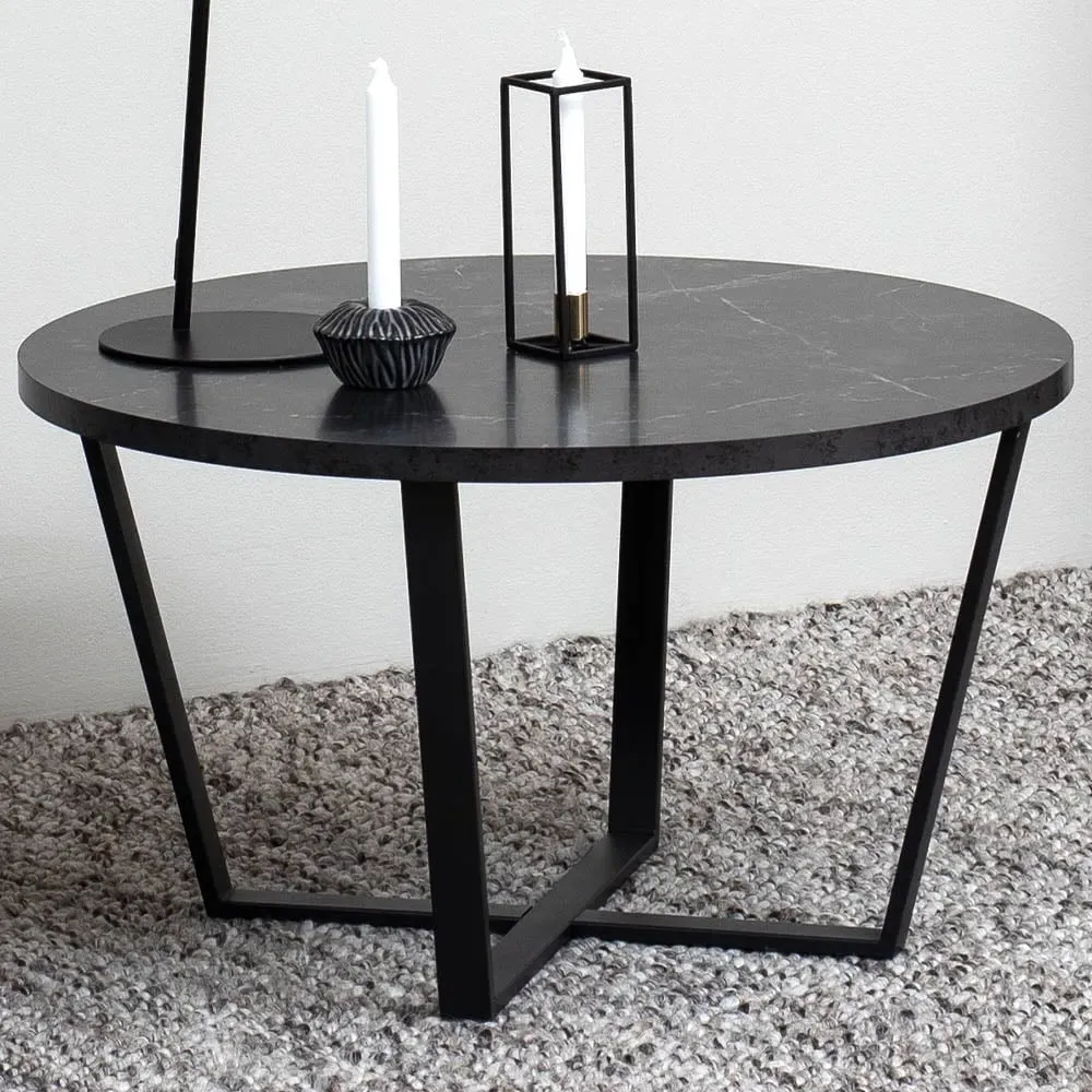 Florence Amble Round Coffee Table - Black, Melamine