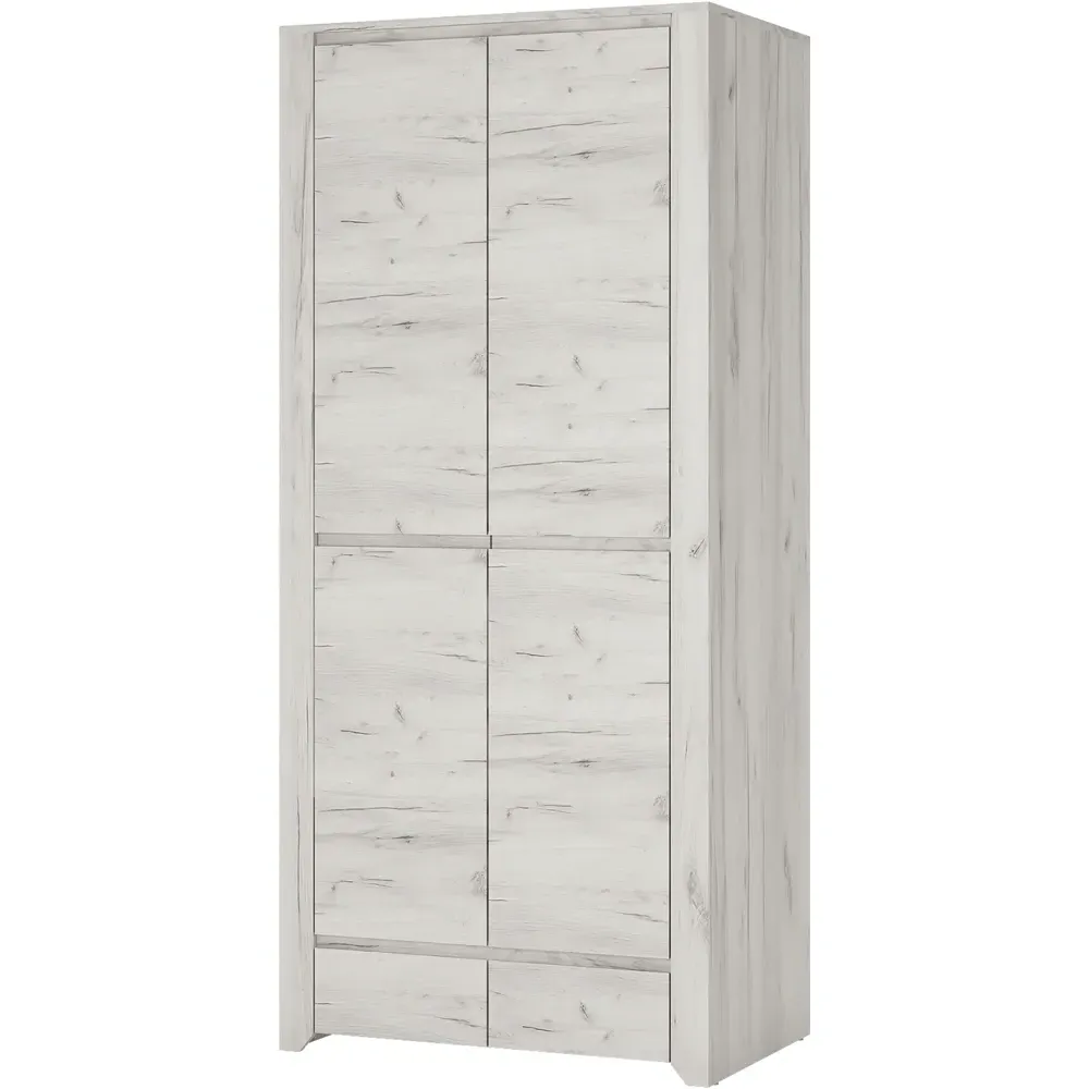 Florence Angel 2 Door 2 Drawer Wardrobe - White, Oak