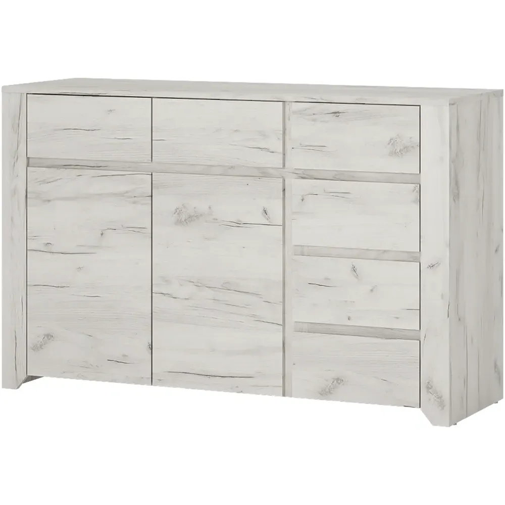 Florence Angel 2 Door 6 Drawer Wide Chest of Drawers - White