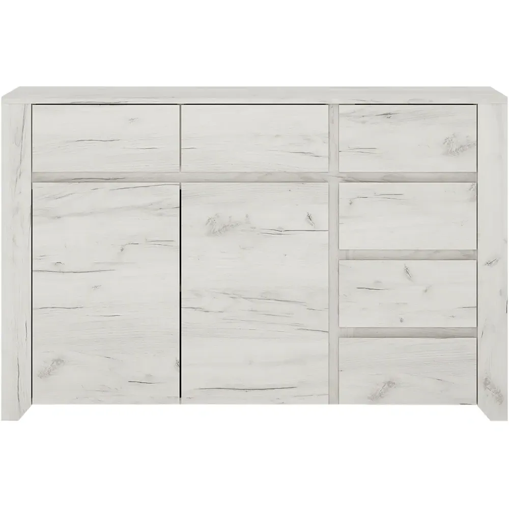 Florence Angel 2 Door 6 Drawer Wide Chest of Drawers - White