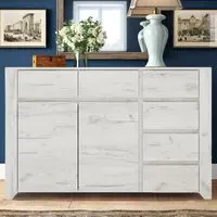 Florence Angel 2 Door 6 Drawer Wide Chest of Drawers - White