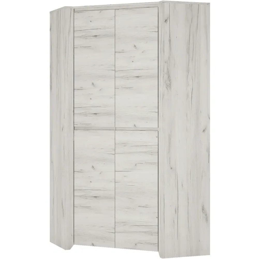 Florence Angel 2 Door Corner Wardrobe - White, Oak