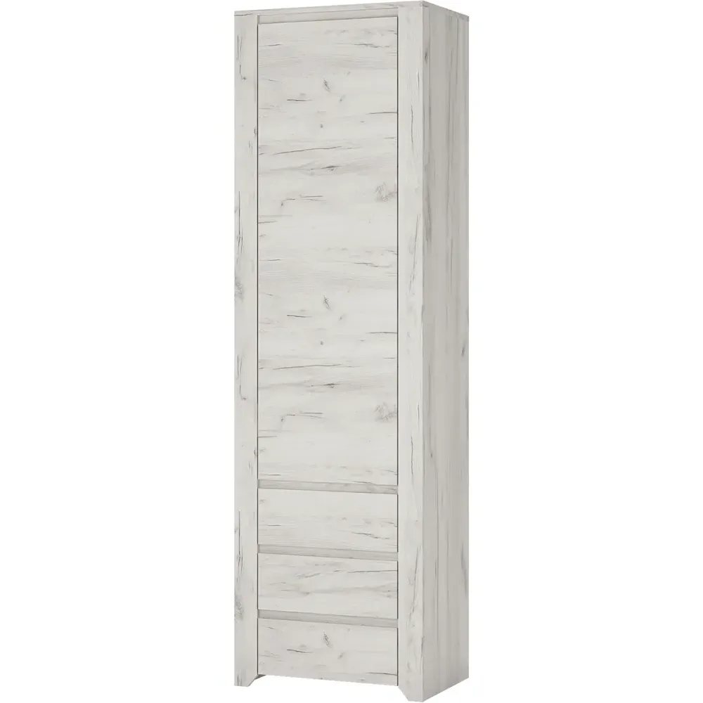 Florence Angel 3 Drawer 4 Shelf Tall Cupboard - White, Oak