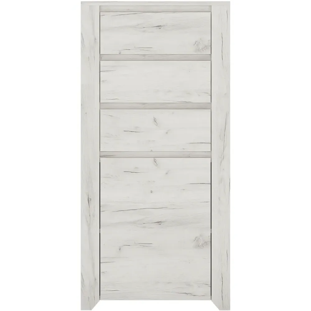 Florence Angel Single Door 3 Drawer Chest - White, Oak