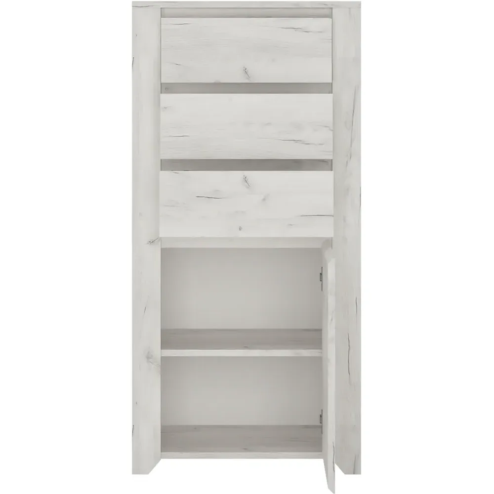 Florence Angel Single Door 3 Drawer Chest - White, Oak