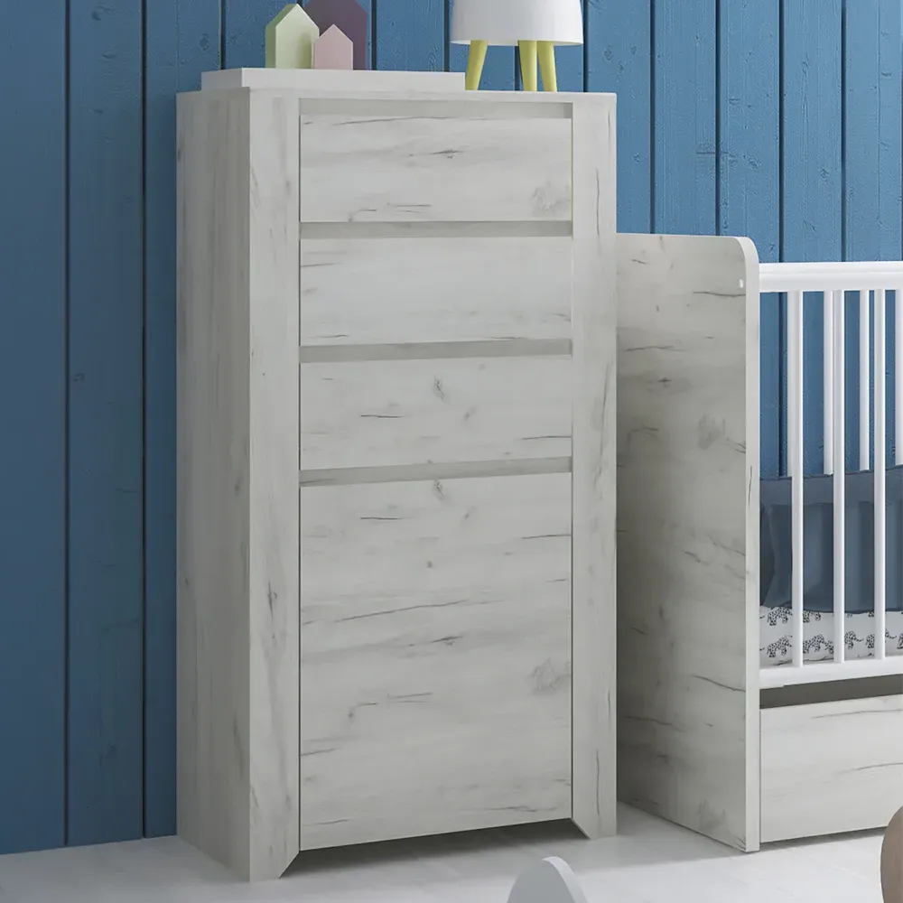 Florence Angel Single Door 3 Drawer Chest - White, Oak