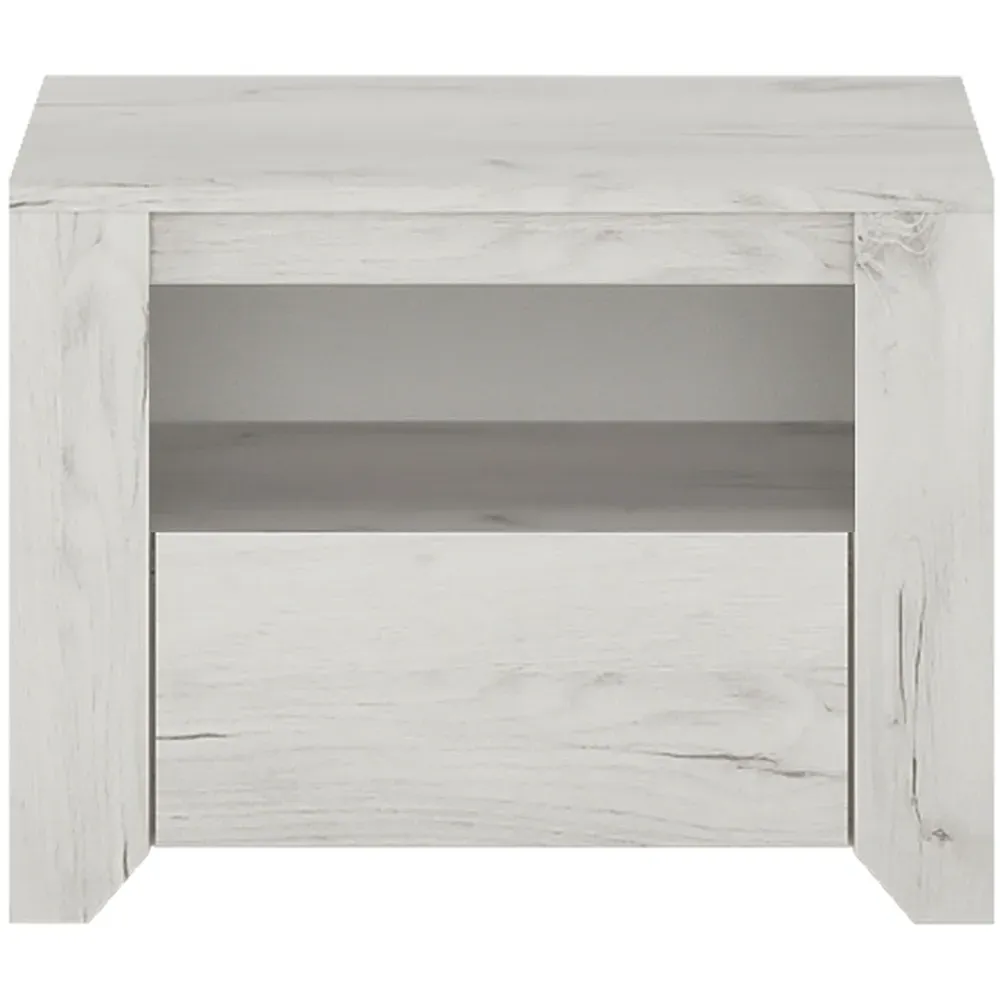 Florence Angel Single Drawer Bedside Table - White, Oak