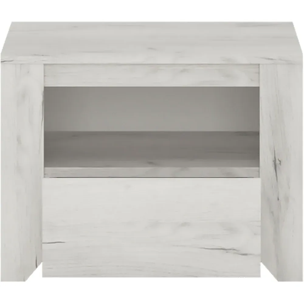 Florence Angel Single Drawer Bedside Table - White, Oak