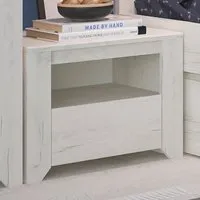 Florence Angel Single Drawer Bedside Table - White, Oak