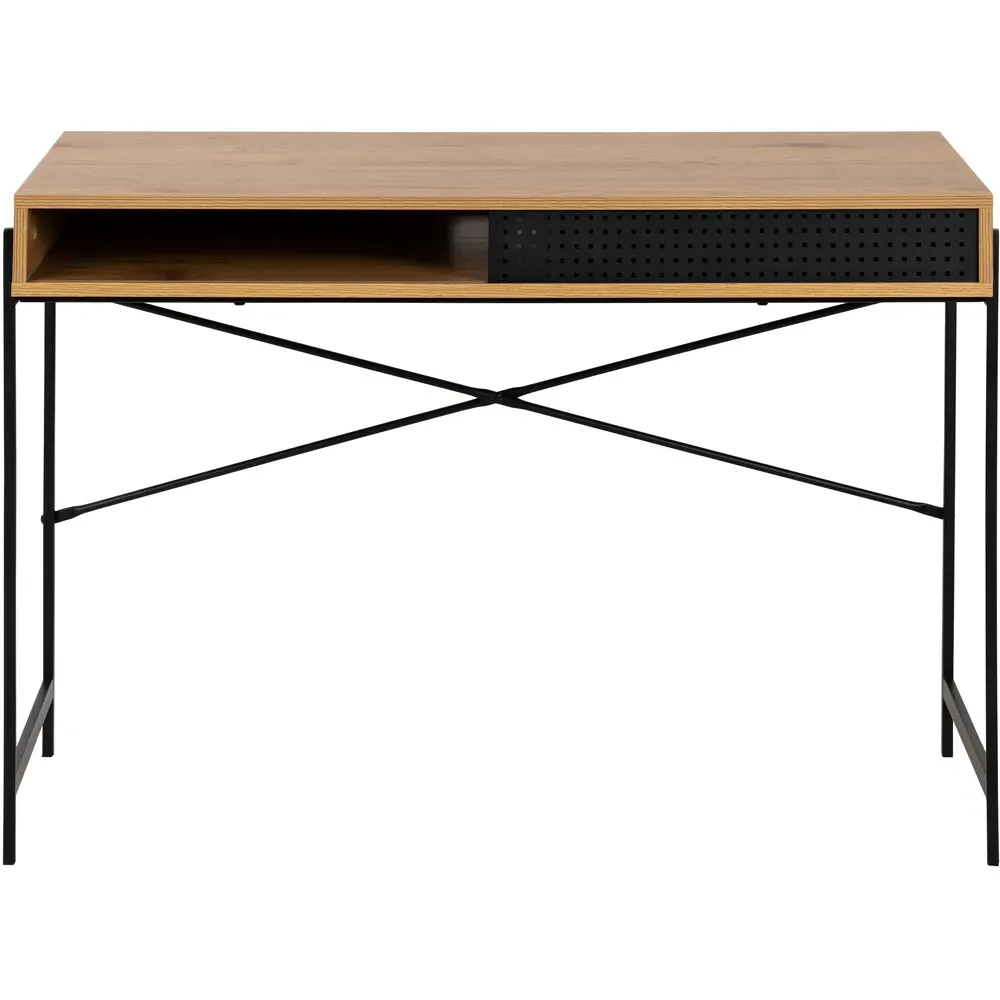 Florence Angus Single Door Office Desk - Black, Oak