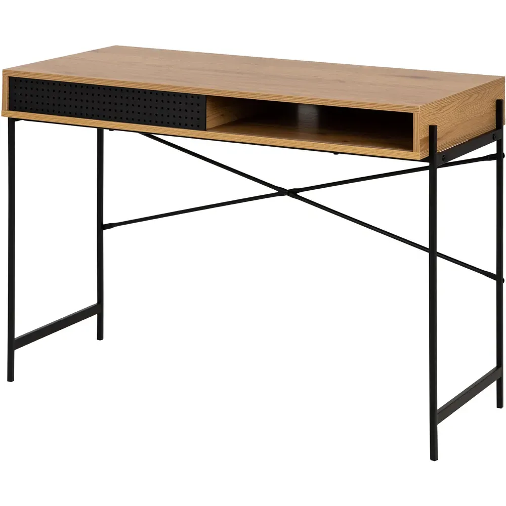 Florence Angus Single Door Office Desk - Black, Oak