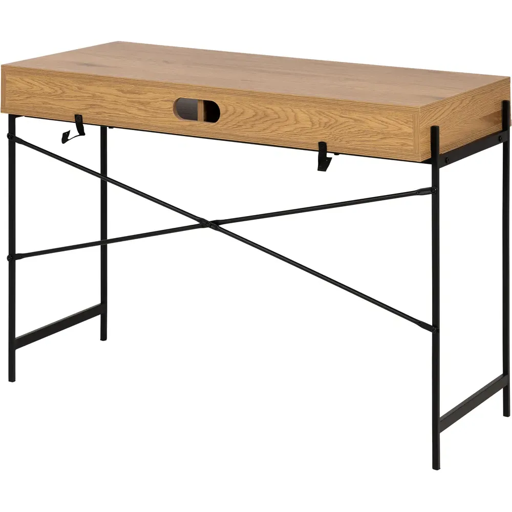 Florence Angus Single Door Office Desk - Black, Oak