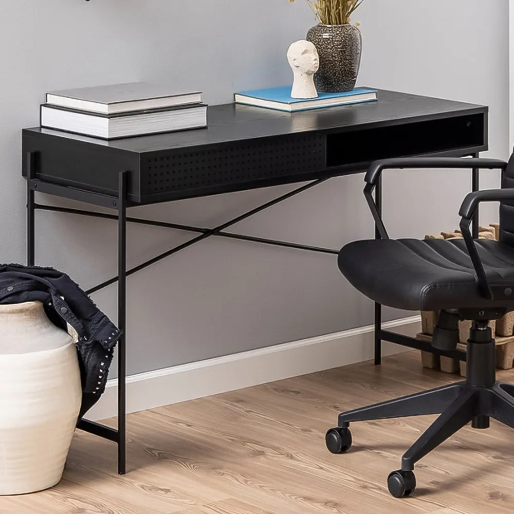 Florence Angus Single Door Office Desk - Black image